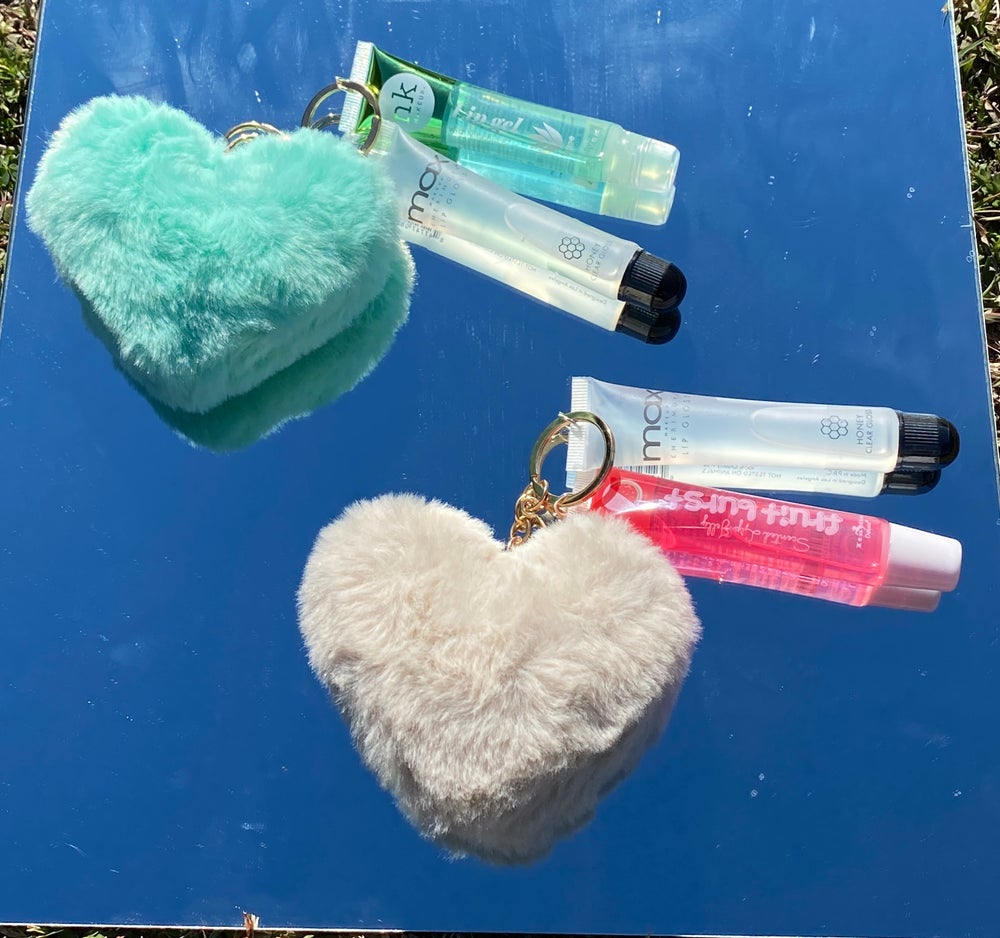 Heart shaped lip gloss keychain