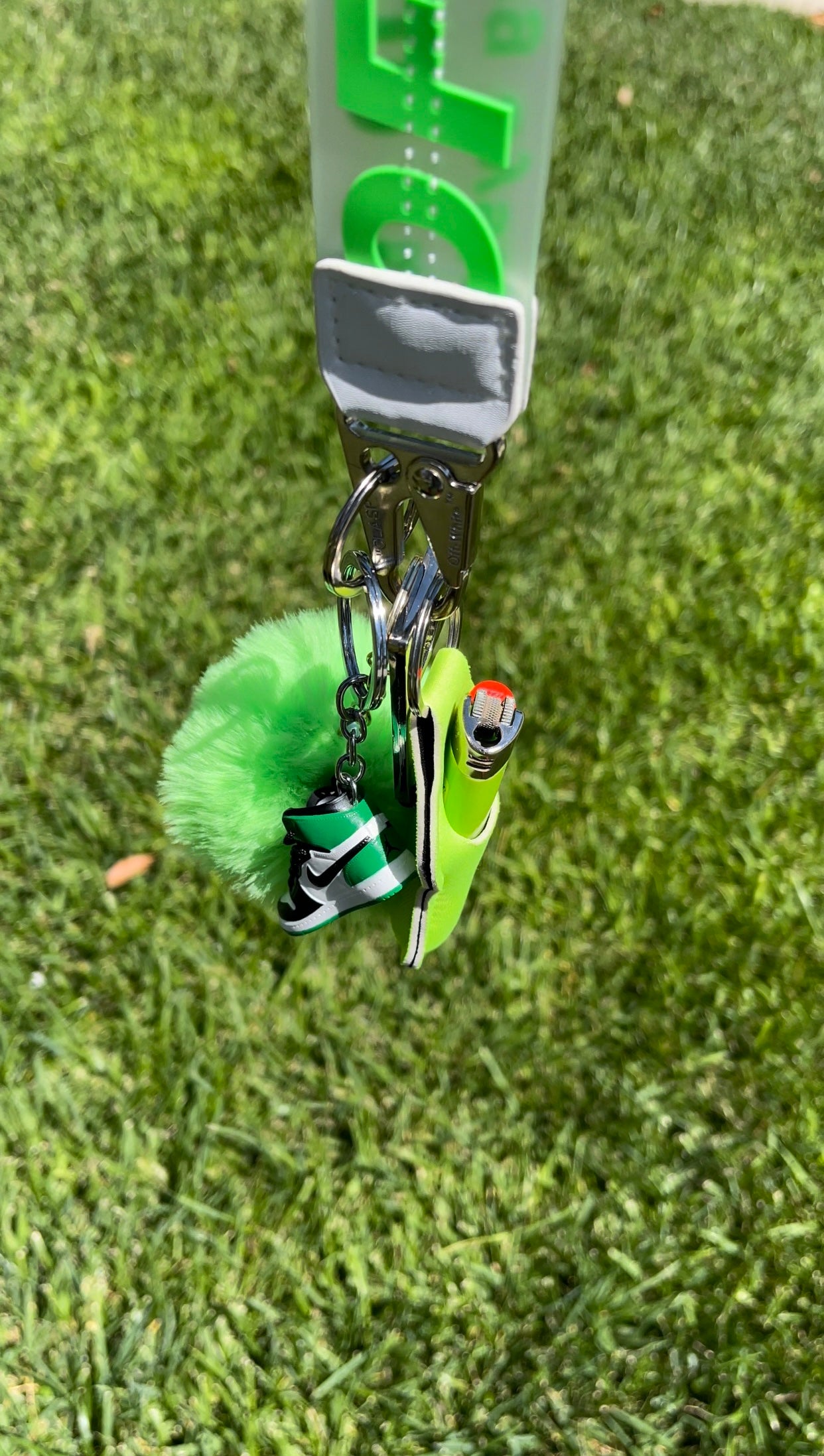 Off W x mini shoe keychains with chapstick/lighter holder