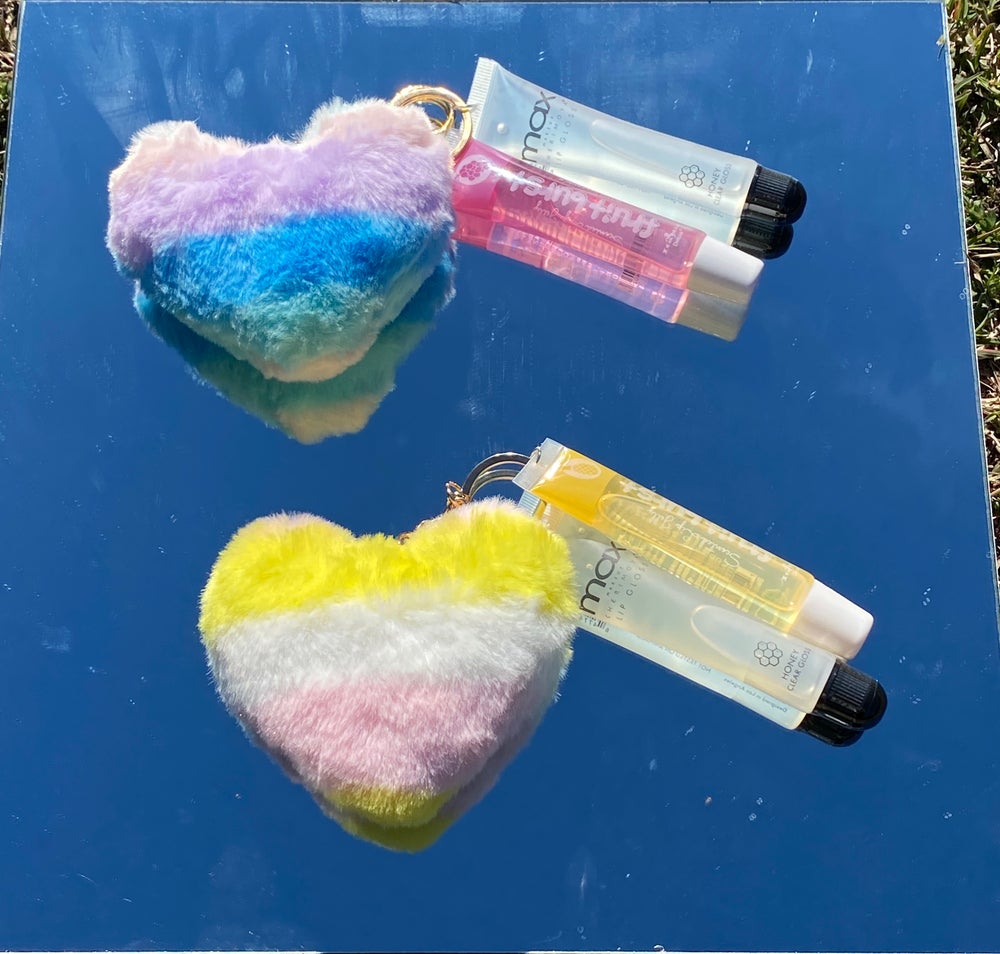 Heart shaped lip gloss keychain